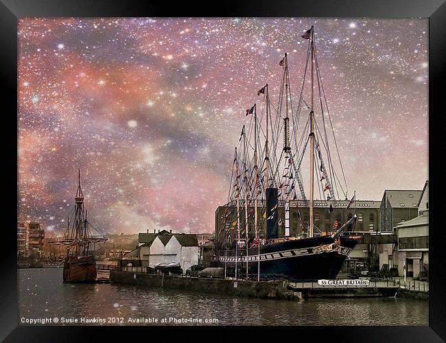 SS Great Britain - Midnight Harbour Framed Print by Susie Hawkins