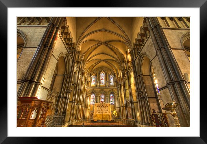 Rochester Cathedral interior HDR. Framed Mounted Print by David French