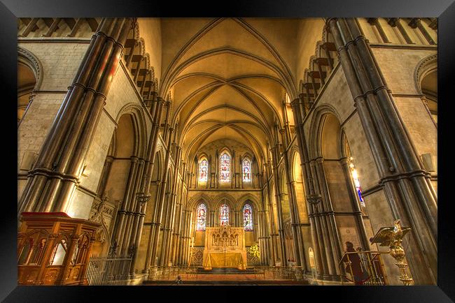 Rochester Cathedral interior HDR. Framed Print by David French