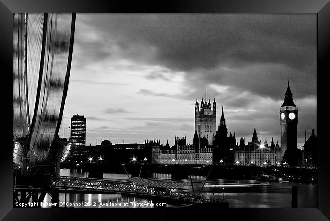 Westminster and London Eye Framed Print by Dawn O'Connor