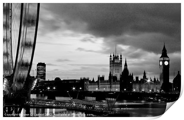 Westminster and London Eye Print by Dawn O'Connor