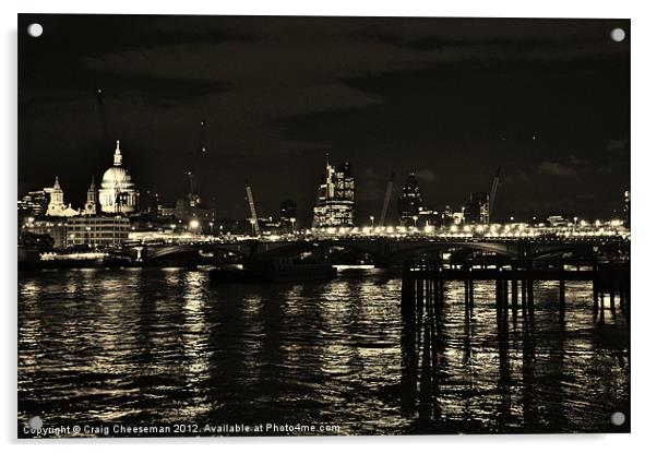 Night time in London Acrylic by Craig Cheeseman
