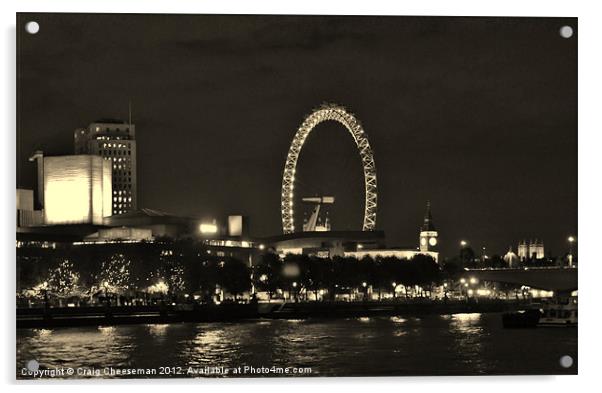 Night time in London Acrylic by Craig Cheeseman