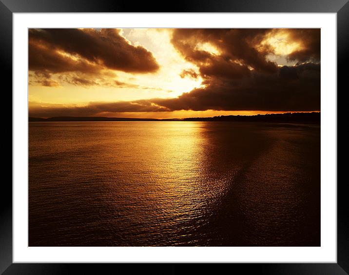 Sunset over Bournemouth Sea Framed Mounted Print by Sian Pill