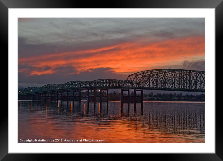 bridge at sunset Framed Mounted Print by kirstin price