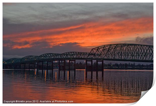 bridge at sunset Print by kirstin price