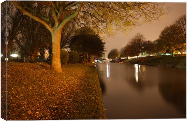 Hythe Canal At Midnight Canvas Print by David Shackle