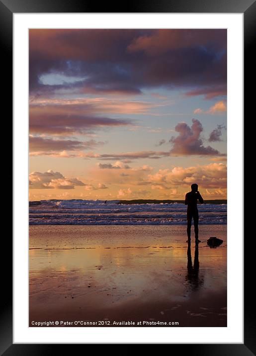 Sunset Surfer Portrait Framed Mounted Print by Canvas Landscape Peter O'Connor