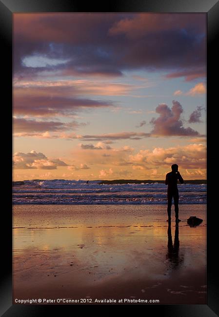 Sunset Surfer Portrait Framed Print by Canvas Landscape Peter O'Connor