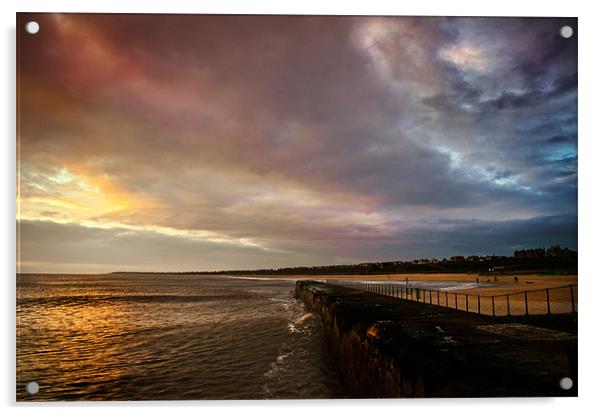 Dawn at Gorleston Breakwater Acrylic by Stephen Mole