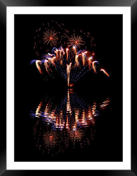 firework reflections Framed Mounted Print by Heather Newton