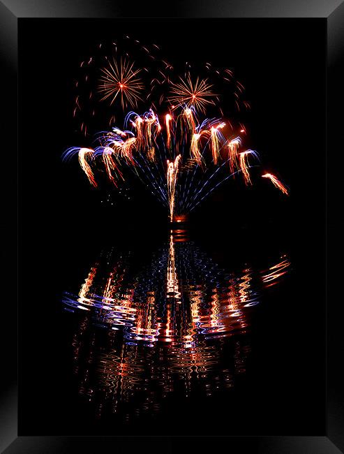 firework reflections Framed Print by Heather Newton