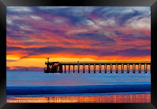 Bacara (Haskell’s) Beach and pier, Santa Barbara Framed Print by Eyal Nahmias