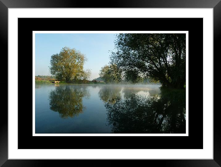 Misty River Reflections Framed Mounted Print by Simon Deacon