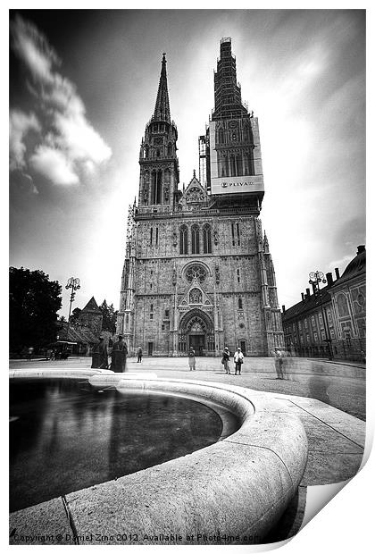 Zagreb Cathedral Print by Daniel Zrno