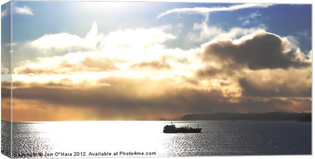 Golden horizon sparkling boat arrival Canvas Print by Jon O'Hara