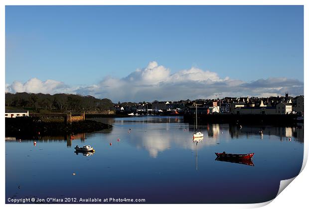 Glass Blue Harbour water reflection Print by Jon O'Hara