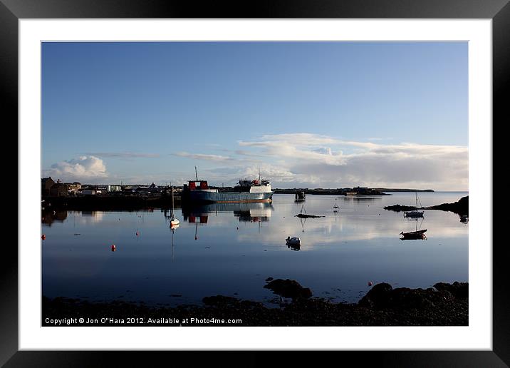 STORNOWAY HARBOUR DEAD CALM GLASS Framed Mounted Print by Jon O'Hara