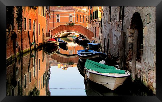 Canal in Venice Framed Print by barbara walsh