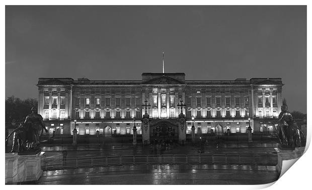 Buckingham Palace Night bw Print by David French