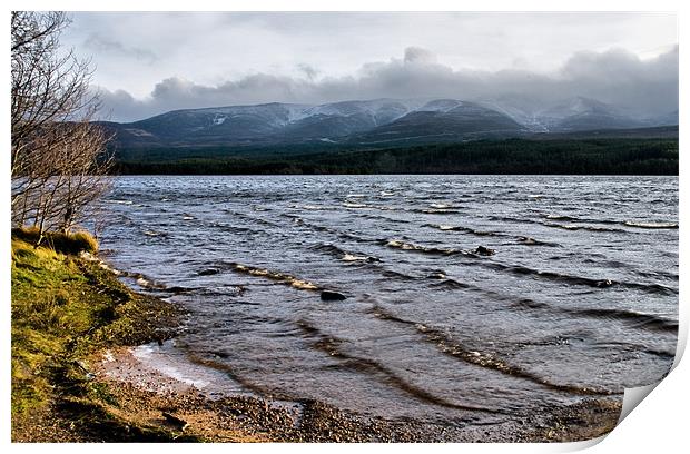 Waves on Loch Morlich Print by Jacqi Elmslie