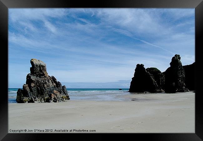 BLUE WATER HIDDEN BEACH LEWIS Framed Print by Jon O'Hara