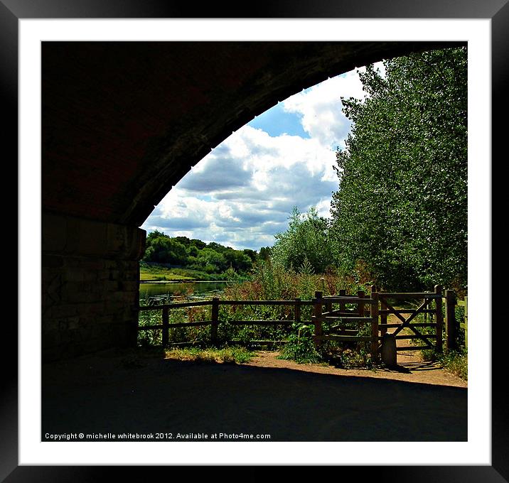 View through the bridge Framed Mounted Print by michelle whitebrook