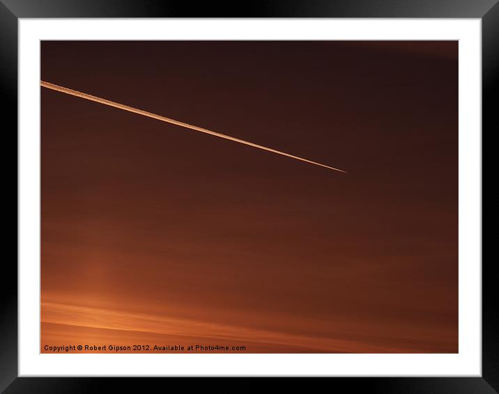 Homeward bound aircraft contrail Framed Mounted Print by Robert Gipson