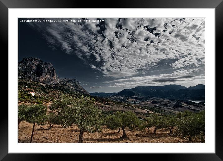 Andalucia Mountain Sky Olive Grove Framed Mounted Print by JG Mango