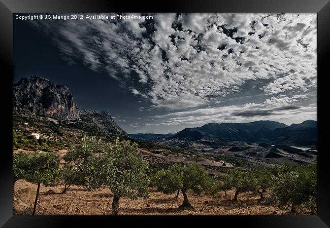 Andalucia Mountain Sky Olive Grove Framed Print by JG Mango