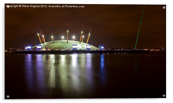 The O2  Arena at night Acrylic by Steve Hughes