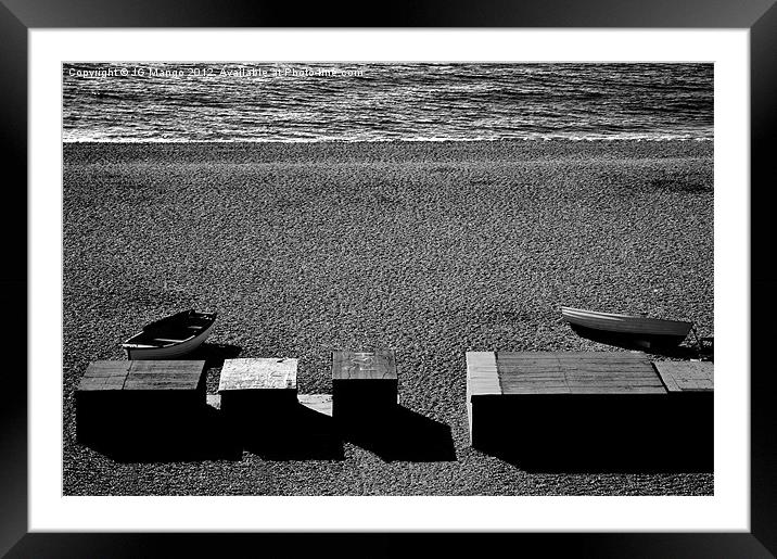 Boats, Boxes, Brighton Beach Framed Mounted Print by JG Mango