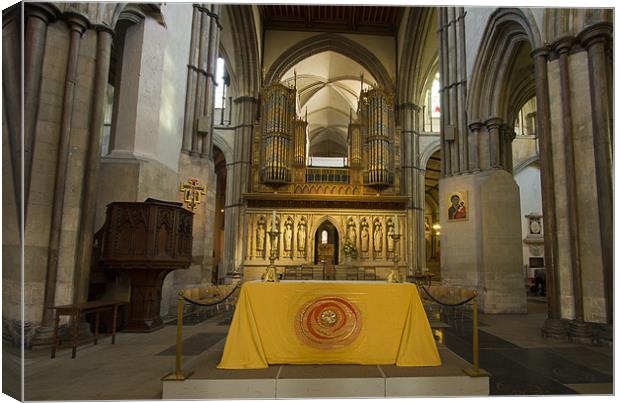 Rochester Cathedral interior Canvas Print by David French