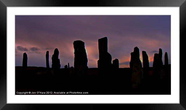 Ancient Callanish Stones Sunset. Framed Mounted Print by Jon O'Hara