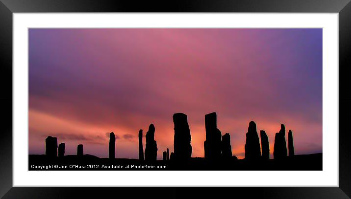 Ancient Callanish Stones Sunset. Framed Mounted Print by Jon O'Hara