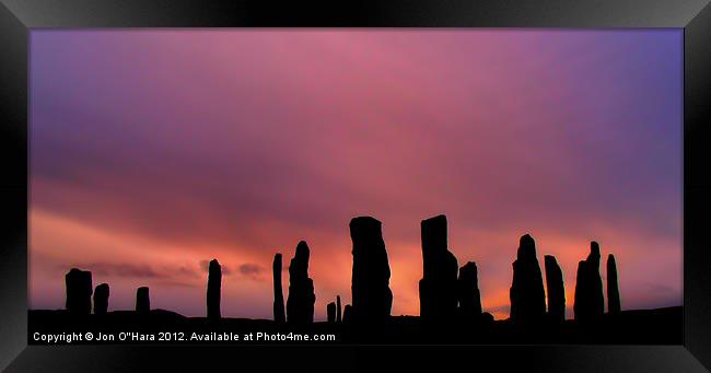 Ancient Callanish Stones Sunset. Framed Print by Jon O'Hara