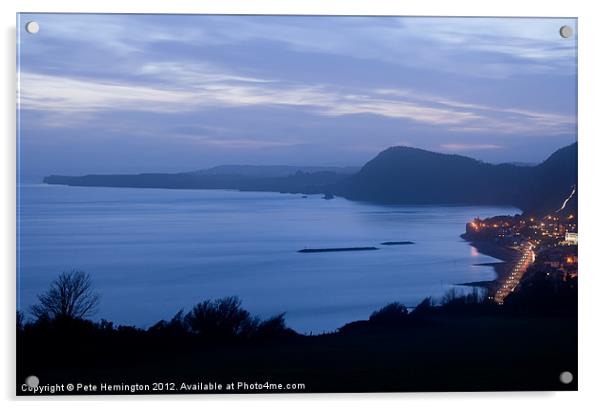 Sidmouth after dusk Acrylic by Pete Hemington