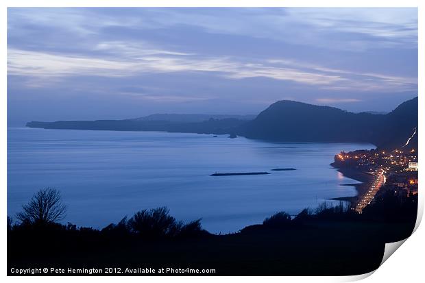 Sidmouth after dusk Print by Pete Hemington