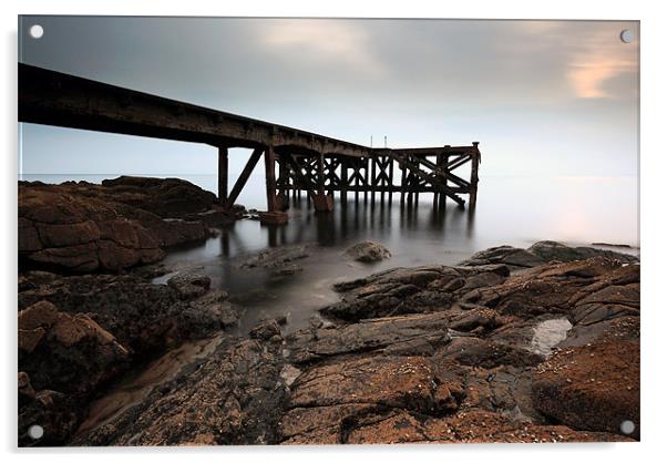 Portencross pier Acrylic by Grant Glendinning