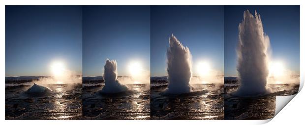 Strokkur Geyser erupting Print by Gail Johnson