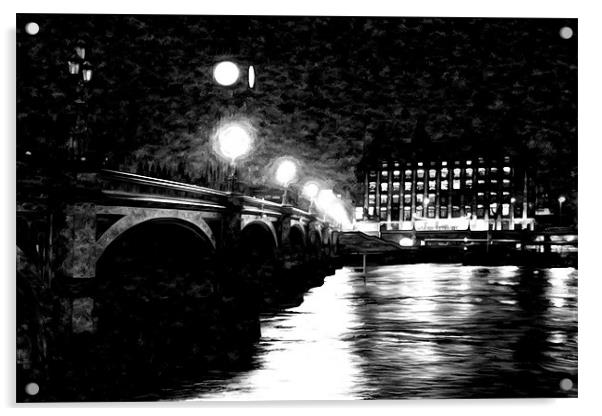 Lamplight over westminster bridge Acrylic by karen shivas