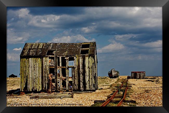 Dungeness Fishing Hut Framed Print by Phil Clements