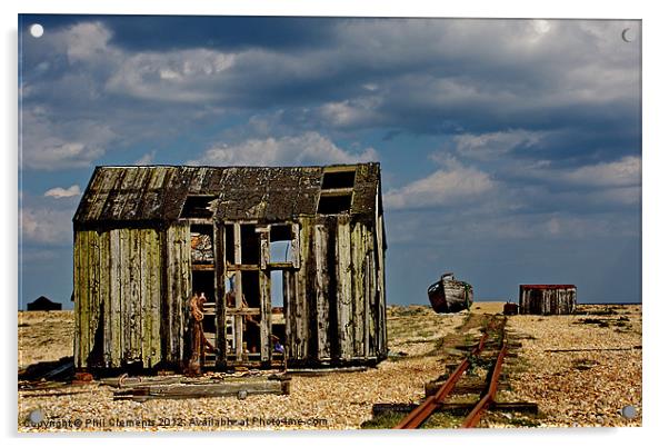 Dungeness Fishing Hut Acrylic by Phil Clements