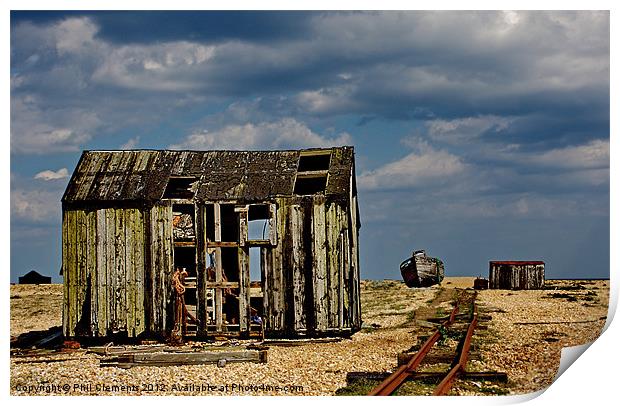 Dungeness Fishing Hut Print by Phil Clements