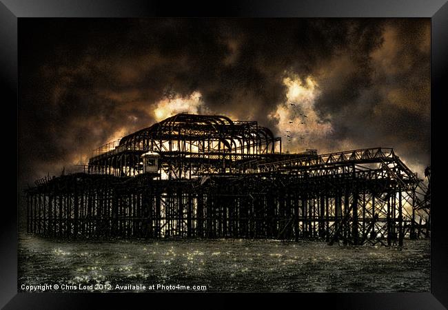 West Pier Storm Front Framed Print by Chris Lord