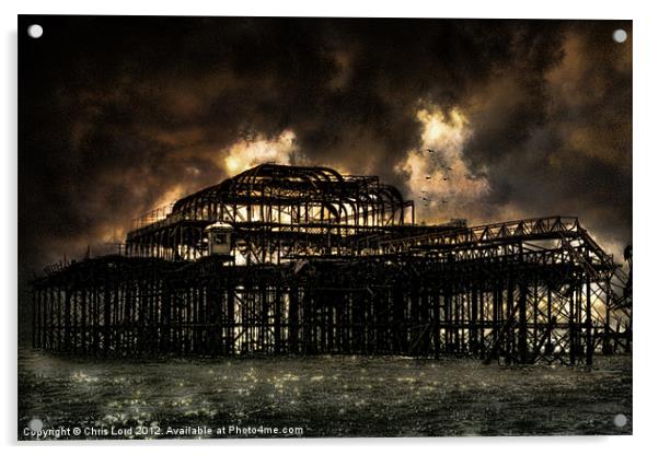 West Pier Storm Front Acrylic by Chris Lord