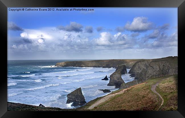 Bedruthan Steps, Cornwall Framed Print by Catherine Fowler
