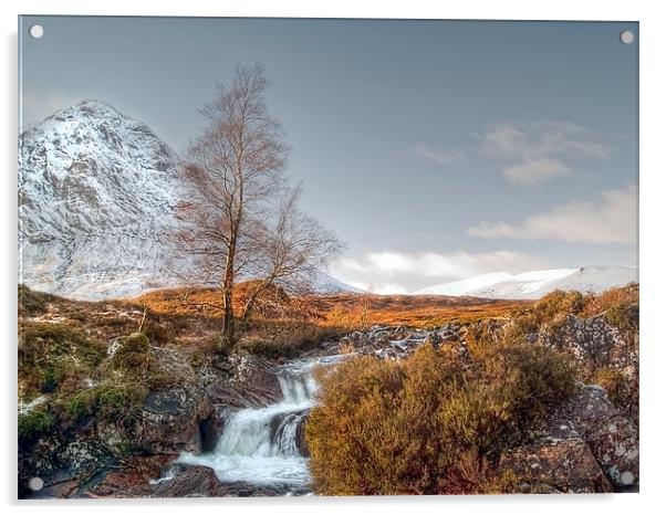 Snow On The Buachaille Acrylic by Aj’s Images