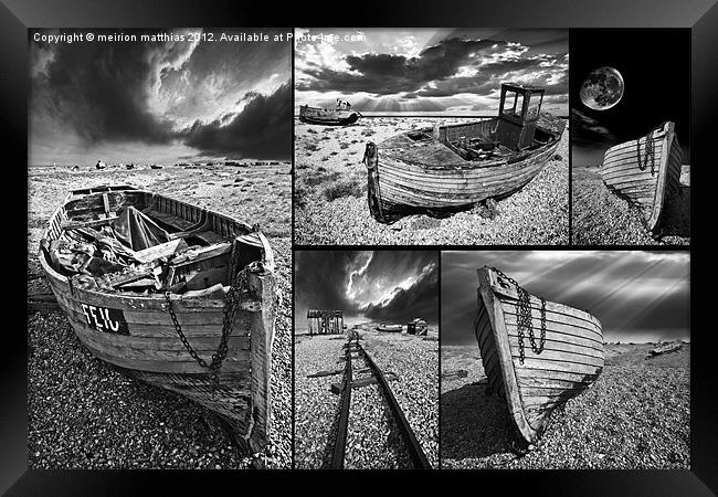montage of boat wrecks Framed Print by meirion matthias