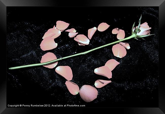 pink petal heart Framed Print by Elouera Photography